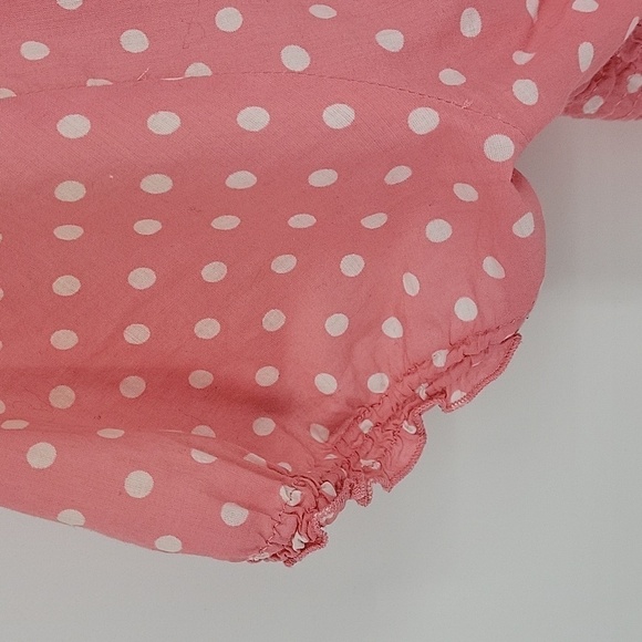 At Last Pink Polkadot CottageCore Blouse Size XL‎ - Picture 9 of 11